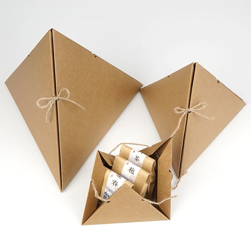 12,8*12,8*12,8 см треугольная крафт-бумажная коробка трапециевидные бумажные коробочки для печенья Подарочная коробка 100 шт \ Лот