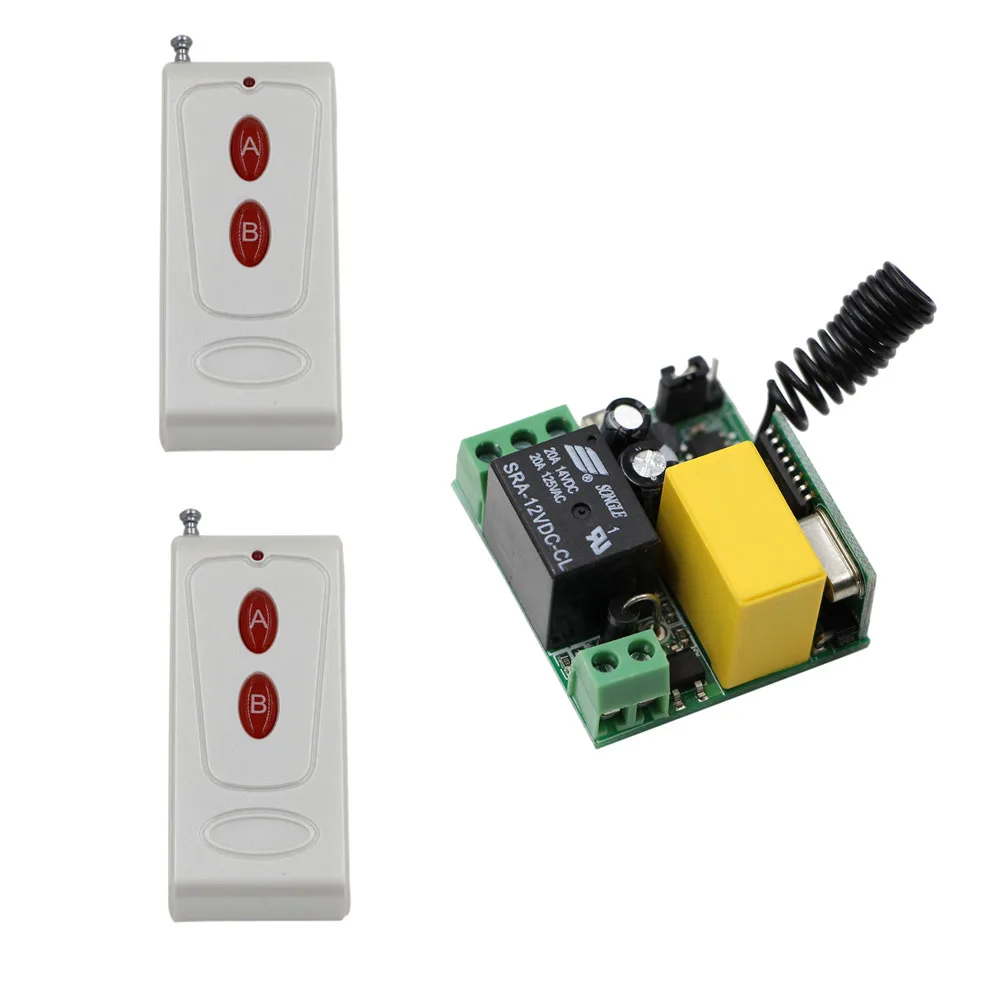 

AC 220 V 1CH RF Wireless Remote Control Switch System Receiver Transmitter 2 Buttons 2PCS Controller 315/433.92mhz