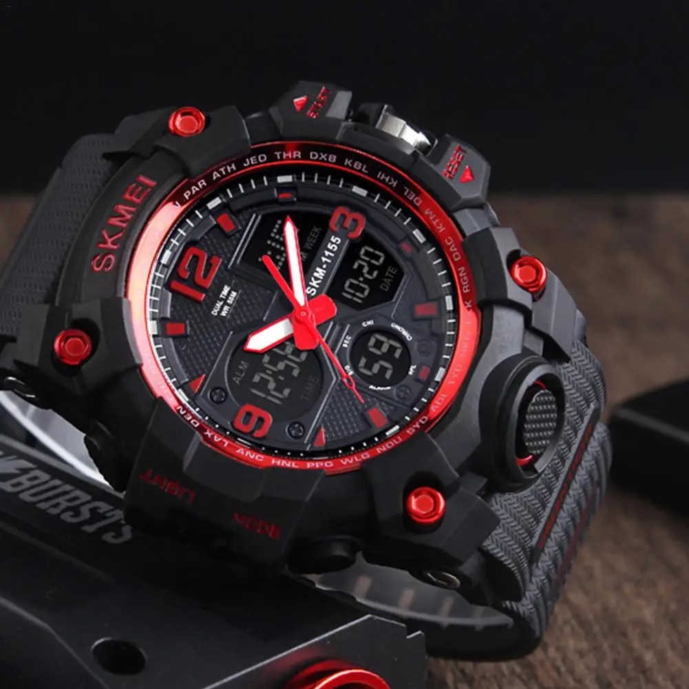 Skmei электронные часы спортивные цифровой указатель двойной дисплей для мужчин люксовый бренд светодиодный военный водонепроницаемый 50 м