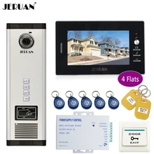 JERUAN 7 inch LCD Monitor 700TVL Camera Apartment video door phone 4 kit+Access Control Home Security Kit