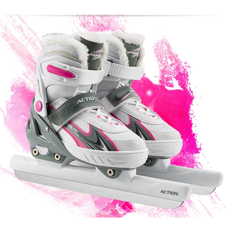 Winter 1 Pair Teenagers Children Kids Ice Skates Ice Blade Thermal Warm