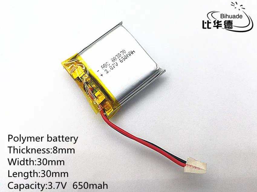 1pcs/lot 3.7V 650mah 803030 Lithium Polymer LiPo Rechargeable Battery For Mp3 Mp4 Mp5 DIY