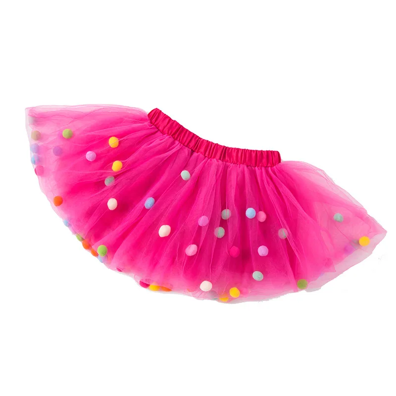 Летняя фатиновая юбка-пачка для маленьких девочек юбки принцессы с разноцветными помпонами юбка-американка для танцев Детская одежда для девочек