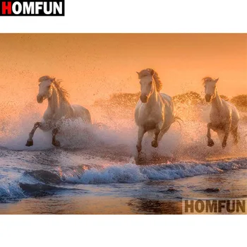 

HOMFUN Square/Round Drill 5D DIY Diamond Painting "Animal horse" Embroidery Cross Stitch Full Rhinestone Decor A17388