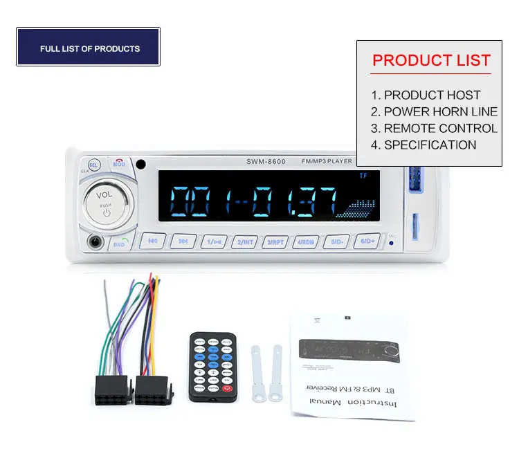 ANLUD Bluetooth Car MP3 Player Stereo Audio FM Radio Music Radio Cassette Recorder Bluetooth Transmitter Support USB AUXTF Card (15)