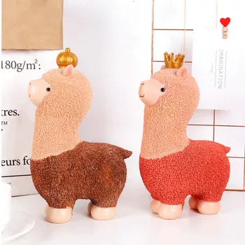 

1 Pcs Creative Resin Cute Alpaca Piggy Bank Bedroom Desktop Decoration Ornaments Girls Children Birthday Gifts 17*9.5*24CM