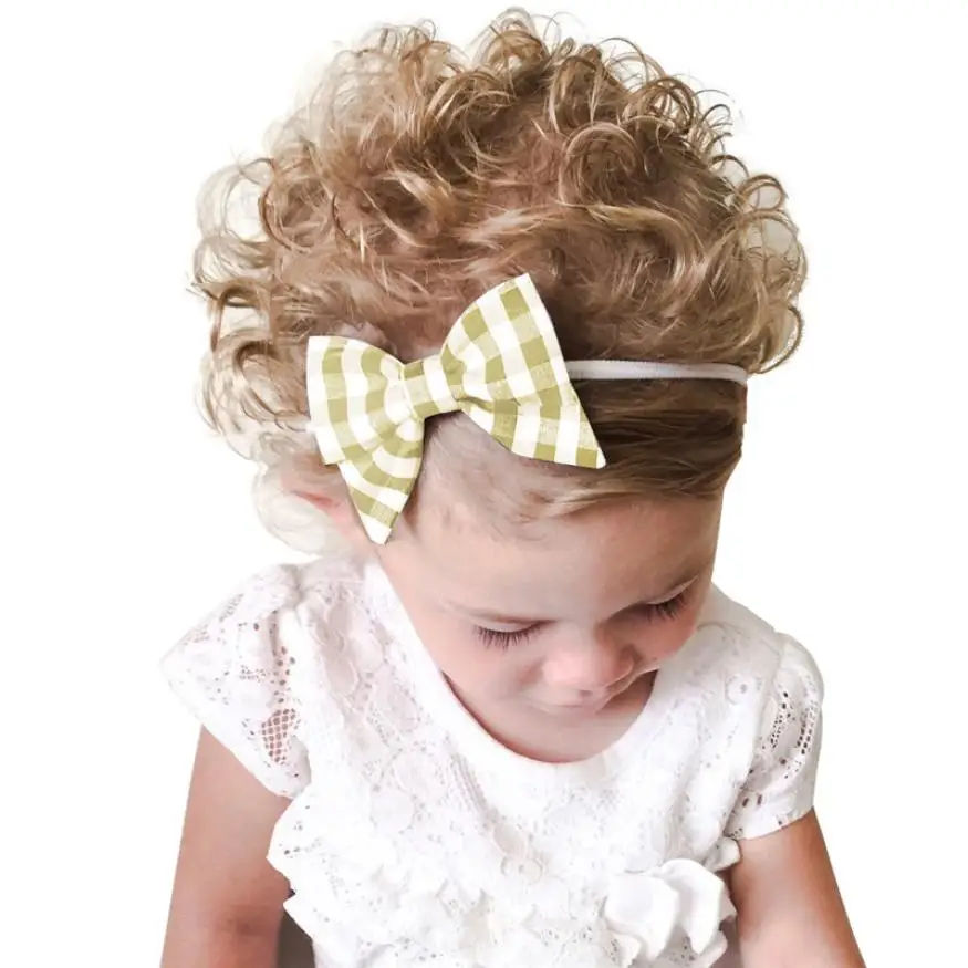 

Cotton bowknot headban 1PC baby kid girl head accessories hairband baby plaid dot bow hairband polka dot baby girls headband