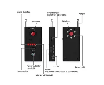 Обнаружение скрытой камеры Светодиодный светильник сигнала беспроводной анти-кража детектор датчик сигнализации радиосигнала обнаруживающее устройство