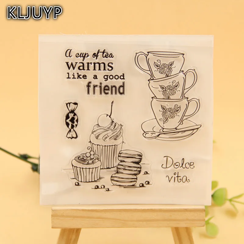 

KLJUYP A Cup Of Tea Transparent Clear Silicone Stamp/Seal for DIY scrapbooking/photo album Decorative clear stamp sheets