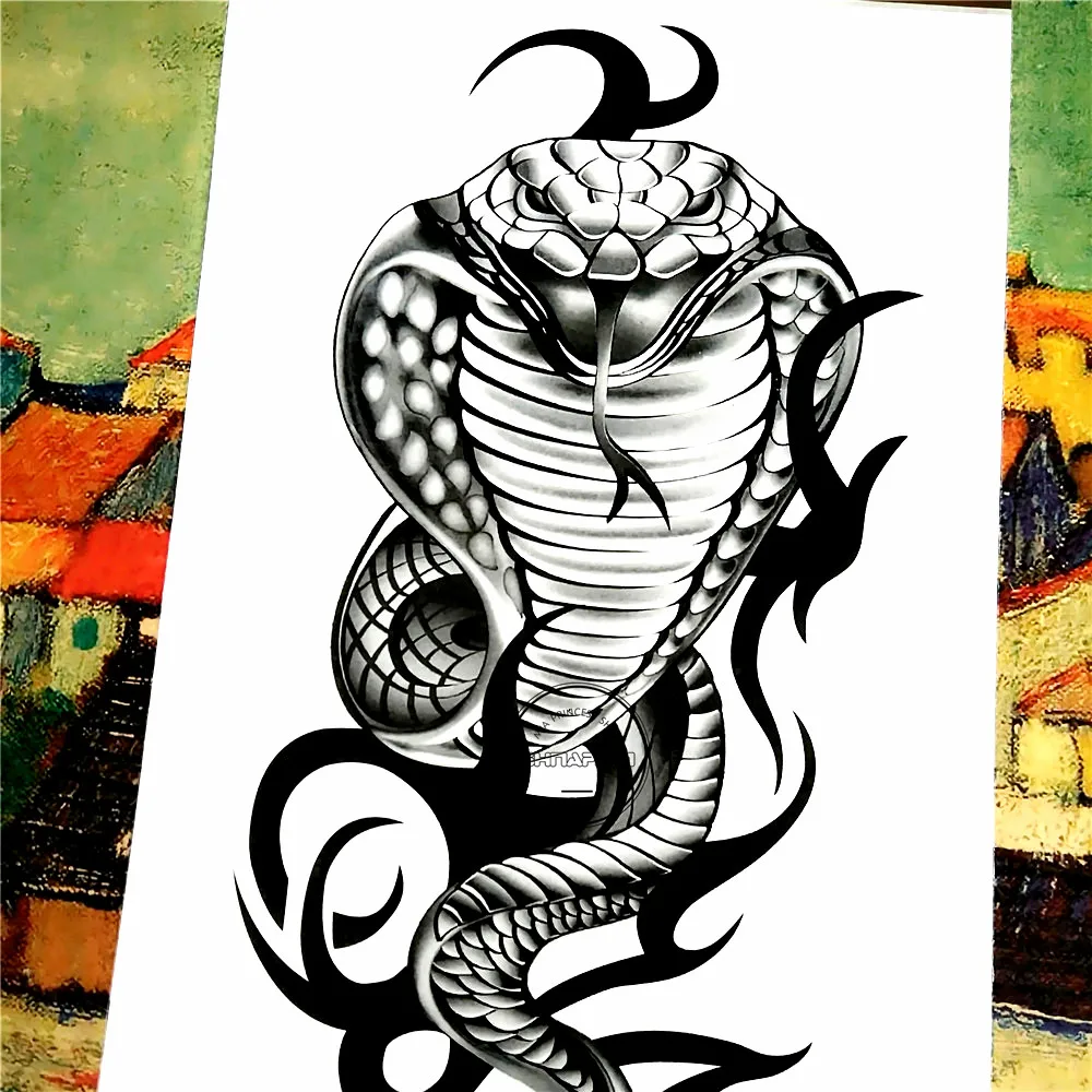 SHNAPIGN Кобра Змея король временная татуировка боди-арт рука флэш-тату наклейка s 17*10 см Водонепроницаемая поддельная хна безболезненная наклейка