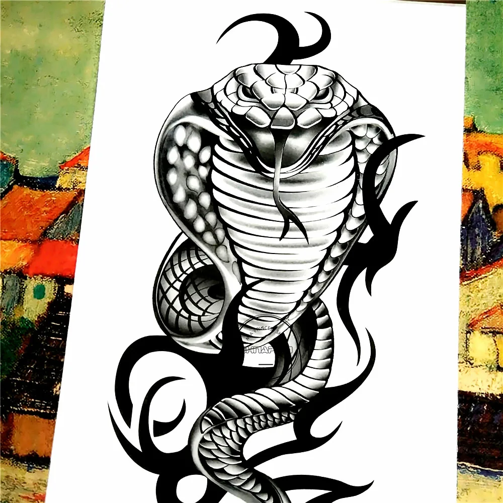 Временная тату наклейка SHNAPIGN Cobra Snake King водостойкая поддельная хна без краски 17*10