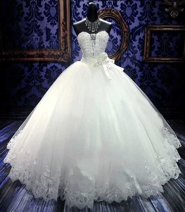Vestidos De Novia, кружевное платье с открытыми плечами и кристаллами для свадьбы, свадебные платья принцессы без бретелек, Casamento