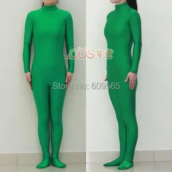 

Free Shipping !Halloween Lycra Zentai Metallic Green Spandex Catsuit Costume Unisex