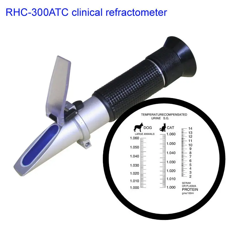 Портативный ПЭТ клинический рефрактометр для собак и кошек ветеринары 2-14 г/дл рефрактометр ZGRC-300ATC