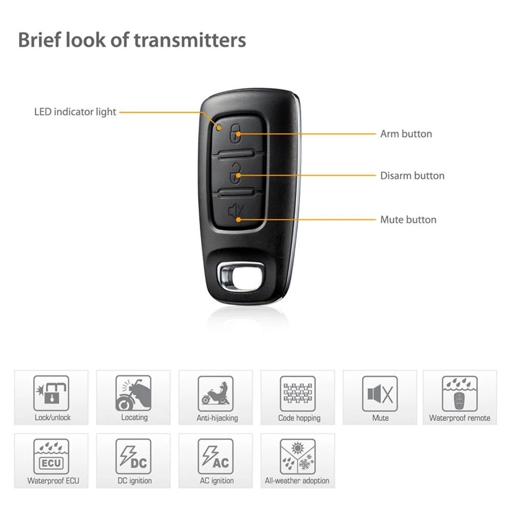 Steelmate 886E 1 способ мотоциклетная сигнализация водостойкая ECU двигатель мотоцикла Иммобилизация с передатчиком