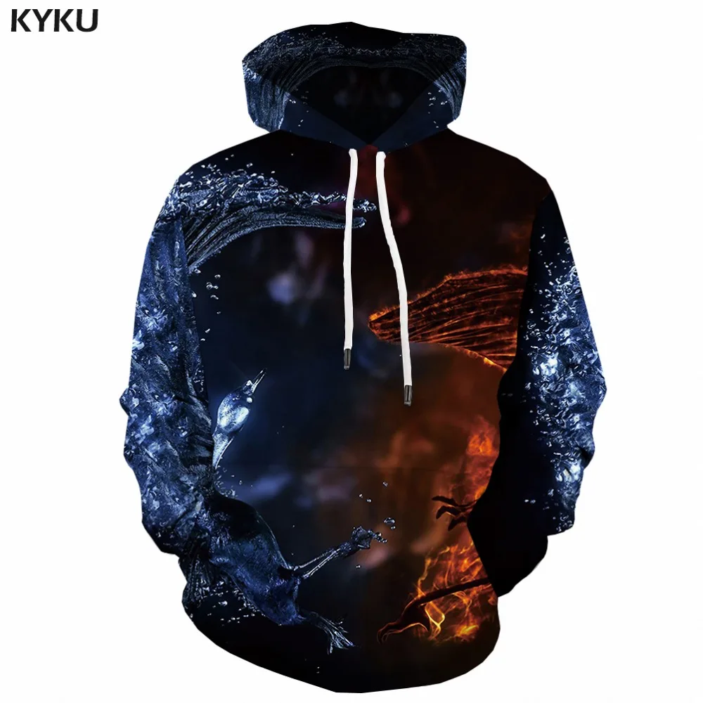 KYKU Brand Skull Sweatshirts men Galaxy Space 3d Printed Flame Sweatshirt Printed Moon Hoodie Print Magic Hooded Casual