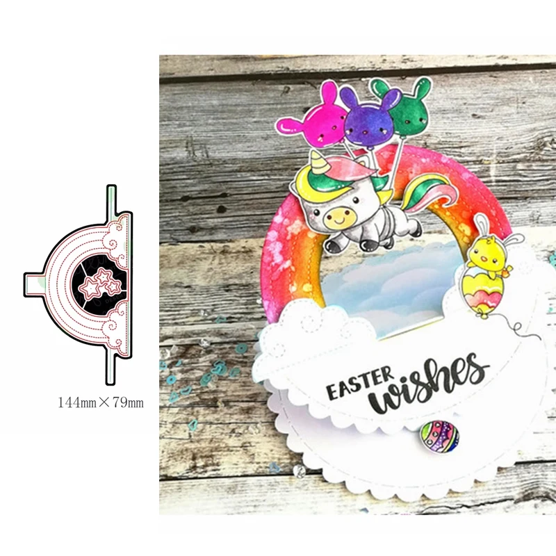 

Beautiful Rainbow Metal Cutting Dies Scrapbooking DIY Template Craft Stencil Handicraft Embossing Decoration Die Cut Craft
