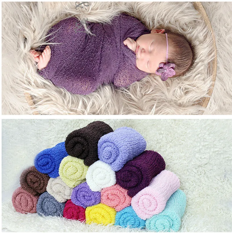 35*150cm Stretch Knit Wrap Newborn Photography Props Baby Kids Nubble Rayon Wraps Maternity Scarf Hammock Swaddlings Women Shawl