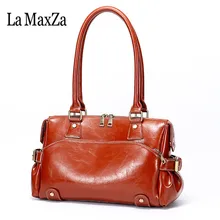 

La MaxZa Real Genuine Leather Handbags Women's shoulder bags High Quality 2018 Luxury designer Office Ladies Shoulder Bags