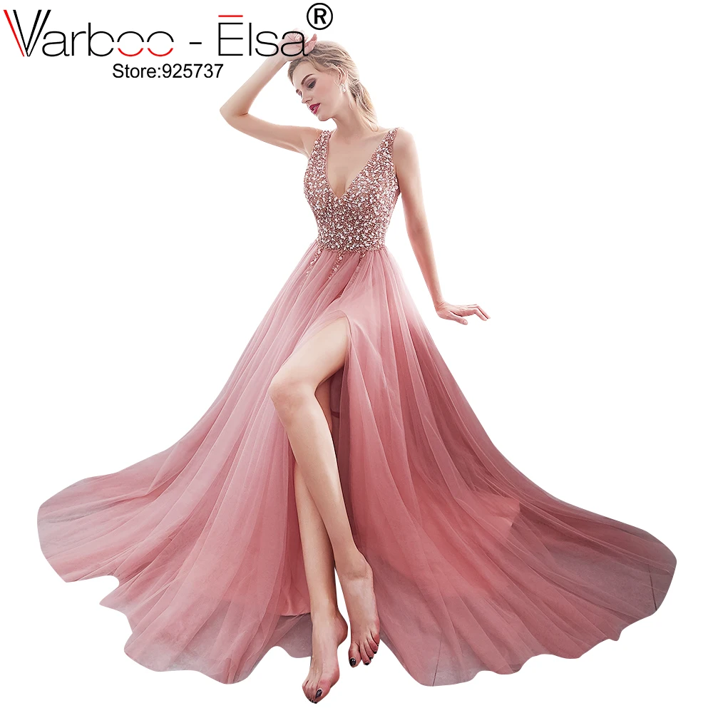 VARBOO_ELSA A Line кружевное розовое свадебное платье 2019 Vestido De Noiva свадебное платье сексуальное с открытой спиной Пышное Тюлевое пляжное свадебное