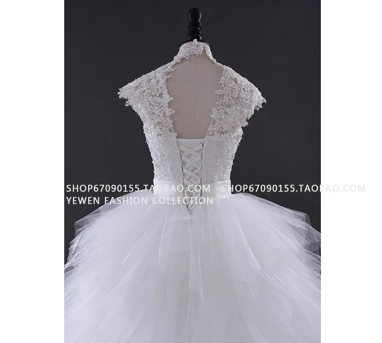 Vestido De Noiva свадебное платье с высоким воротом, прозрачное кружевное свадебное платье с рукавом-крылышком, свадебное платье, платья невесты