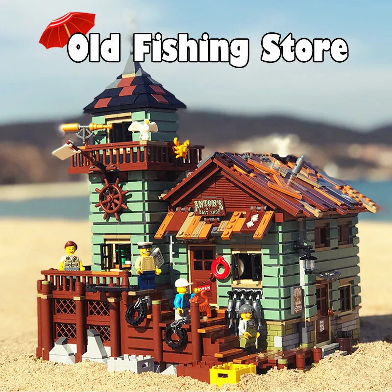 

2109Pcs Creative MOC Series The Old Fishing Store Set Educational Building Blocks Brick Toys Compatible With Legoings Idea 21310