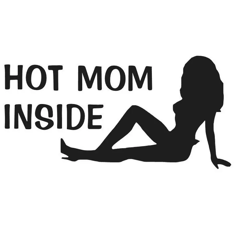 

20.3CM*10.2CM Hot Mom Inside Decals Sticker Sexy Woman Truck Car Stylings And Sticker Accessories Black Sliver C8-1117