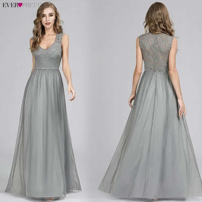 Evening Dresses Long 2019 Ever Pretty EP07509 Elegant A-line V-neck Tulle Sleeveless Lace Appliques Formal Evening Party Gowns Evening Dresses Long 2019 Ever Pretty EP07509 Elegant A-line V-neck Tulle Sleeveless Lace Appliques Formal Evening Party Gowns