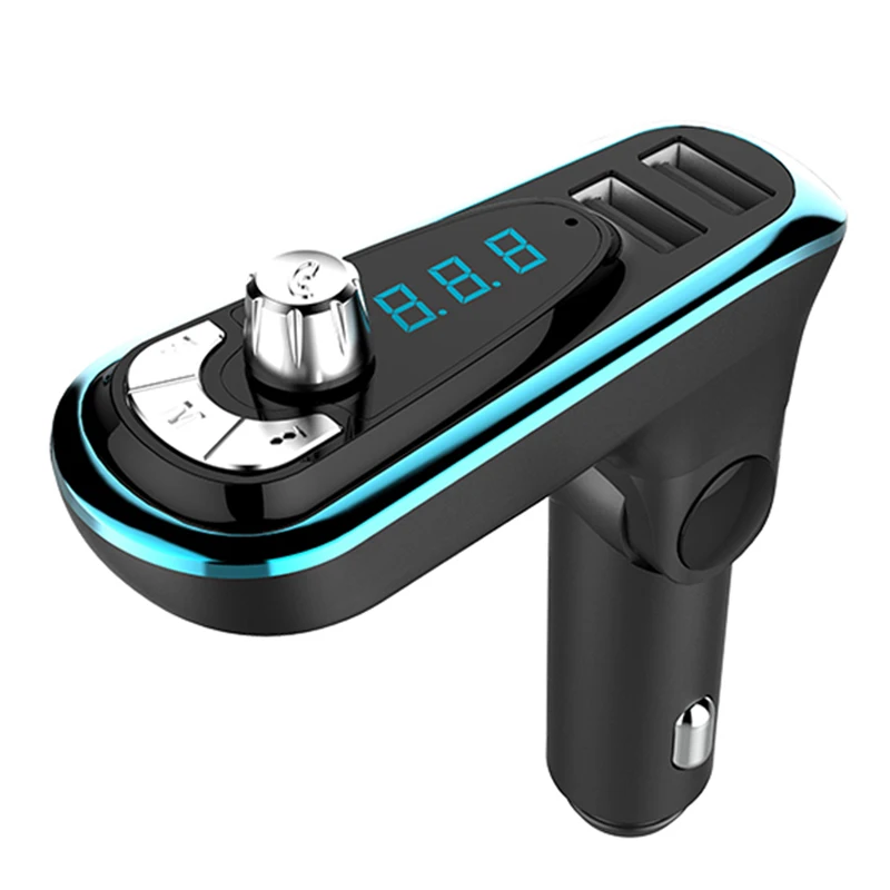 

Wireless Bluetooth FM Transmitter Hands-free Car Kit Dual USB Car Charger Radio Modulator Audio MP3 Music Player(Blue)