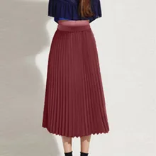 Женская летняя повседневная модная однотонная Повседневная шифоновая плиссированная элегантная миди эластичный пояс Макси плиссированная средняя удлиненная Юбка Saia plissada 50