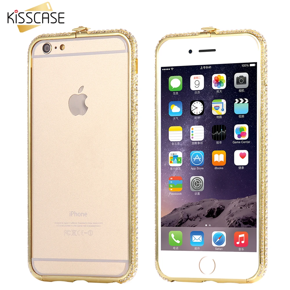 KISSCASE Bling Стразы Dinamond бампер на для iPhone 6 6s Plus бампер Fram Bling металлическая рамка для iPhone 6 6s Fram обода крышка