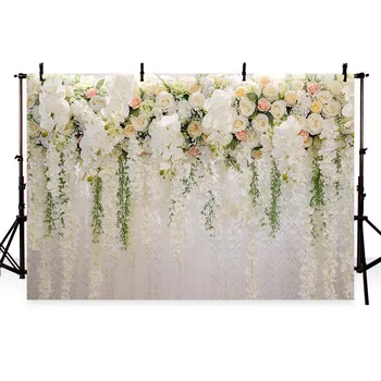 

Wedding Photography Backdrops Bridal Shower Large Photo Background White Floral Wister Design Decoration Photography Booth
