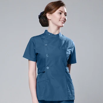 

Clothing for men and women new short-sleeved blue surgical laboratory nurse clothes Two sets set