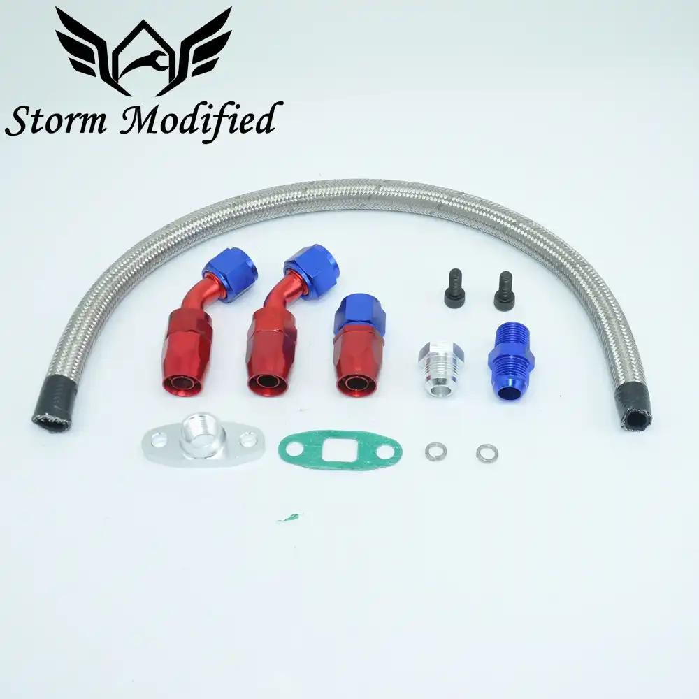 Turbo Oil Line Kit Car Modification Accessories Turbo Oil Feed Return Drain Line Kit 1//8 NPT Thread Fit for T3