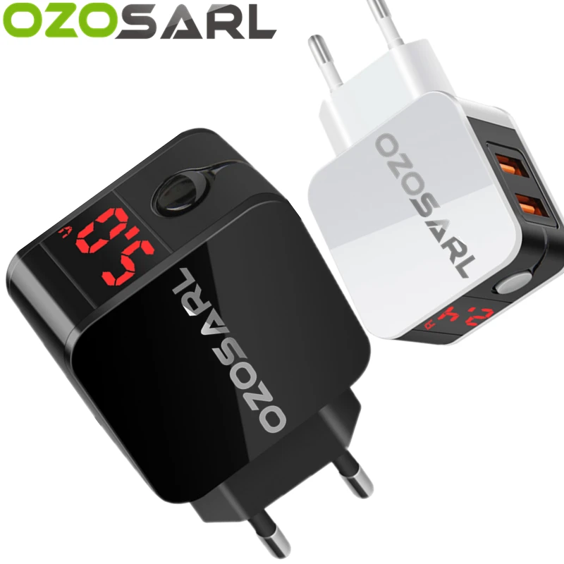2 Ports LED Display Universal 5V 2.4A Cellphone Power Adapter USB Charger Travel Wall Charger for iPhone Samsung iPad Xiaomi 2 Ports LED Display Universal 5V 2.4A Cellphone Power Adapter USB Charger Travel Wall Charger for iPhone Samsung iPad Xiaomi
