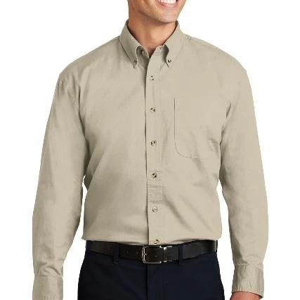 Port Authority S600T Mens Long Sleeve Twill Shirt Stone - Medium (1)
