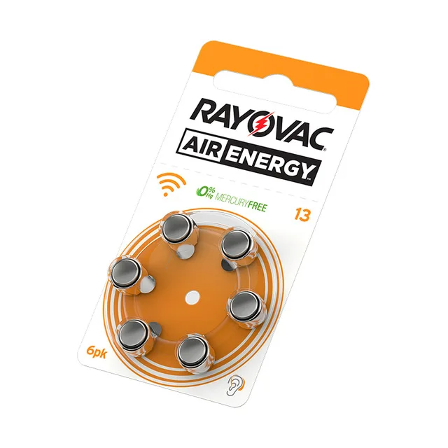 60 шт. батареи Rayovac Air Energy для слухового аппарата 312 13 10 675 PR41 U батарея слуховых