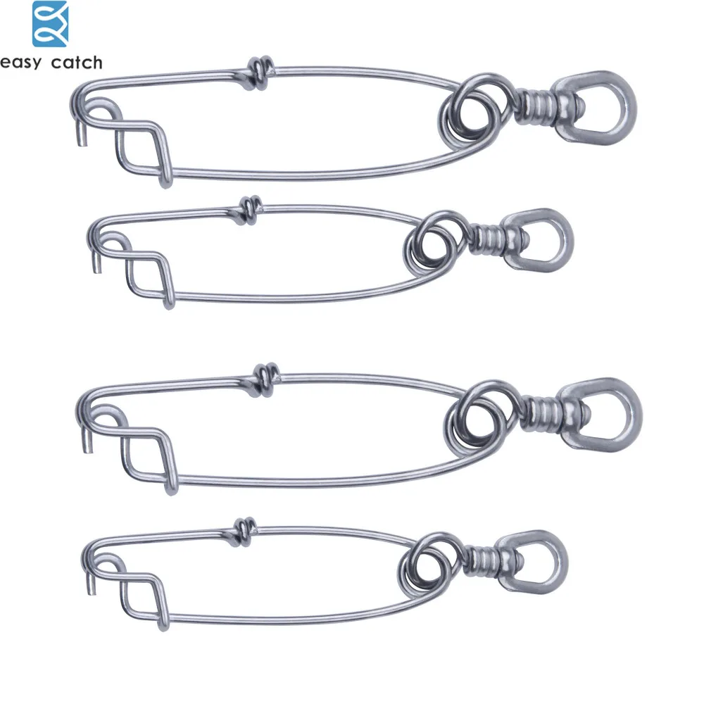 3pcs 10pcs 400LB 1100LB Stainless Steel strong fishing swivels with Clip Snap Fishing Connectors