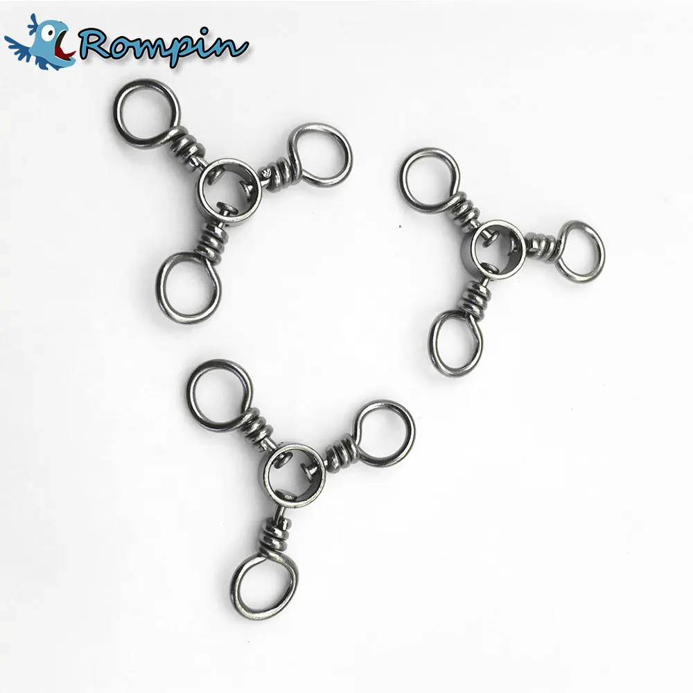

Rompin 30pcs/bag Fishing 3 Ways Swivel Sea Rock Fishing Tackle Barrel Triple Swivels Accessory Connector Fishing Tackles
