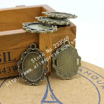 

(15 pieces/lot) Antique Bronze Color Alloy Cameo 29*38mm (Fits 18*25mm) Oval Cabochon Settings Jewelry Blank Charms T0084
