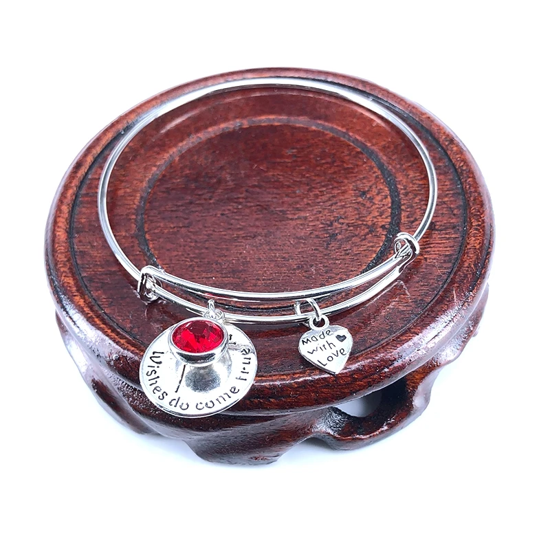 65 мм регулируемый браслет из стальной проволоки, камень по месяцу рождения, Wish Do True Love, очаровательный браслет, ювелирное изделие для женщин и девушек, подарок B18100