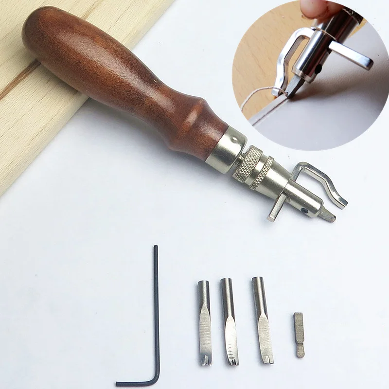 

1 Set 5 in 1 Adjustable Leather Edge Stitching Groover dig slot device DIY Crease Leather Tool Set