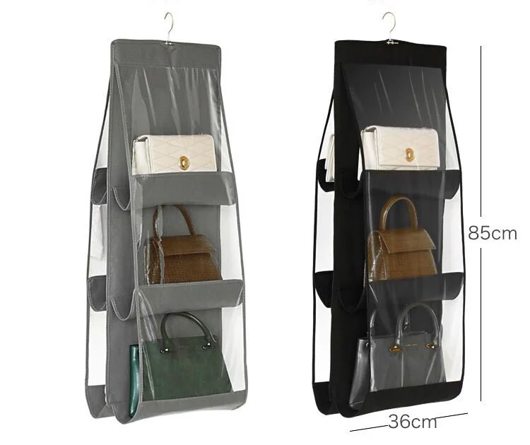 Подвесной органайзер для сумки с 6 карманами для хранения для шкафа, ручные сумки, вешалка для шкафа, кошелек, вешалка, аксессуары, Пылезащитная сумка