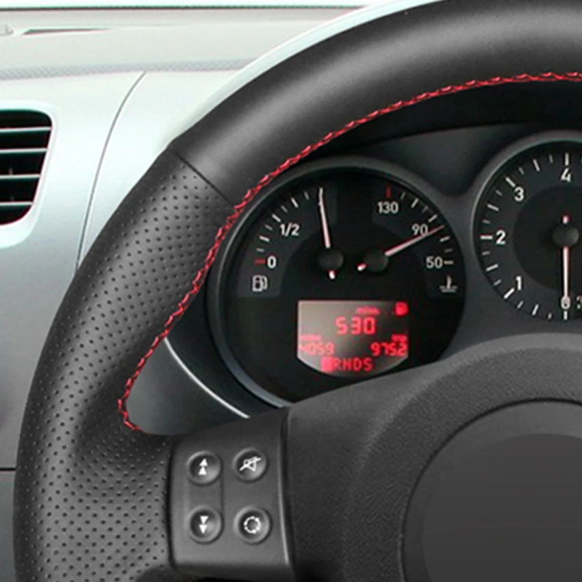 Черный PU искусственная кожа DIY ручной сшитый чехол рулевого колеса автомобиля для Seat Leon(Mk2) 2006-2008 Ibiza(6L) 2007