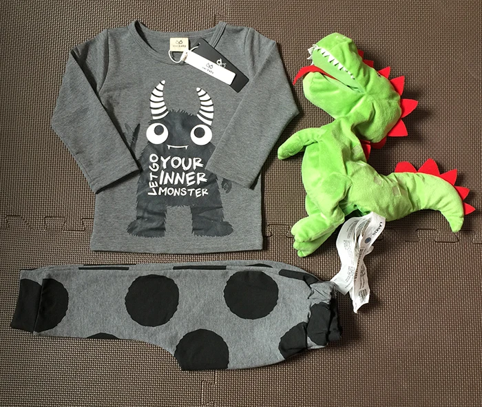 Комплект одежды KIKIKIDS для мальчиков и девочек пижамный комплект с монстром