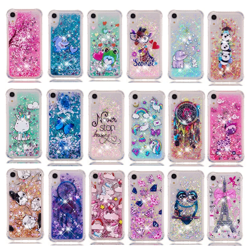 

Dynamic Glitter Liquid Quicksand Soft Silicone Case Cover For iphone XS MAX 6.5" XR 6.1" cases Bling Love Sequins For iphone XS