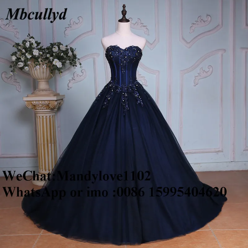 Mbcullyd темно-синее бальное платье принцессы бальные платья девушки бисером маскарад сладкий 16 платье размера плюс vestidos de 15 anos
