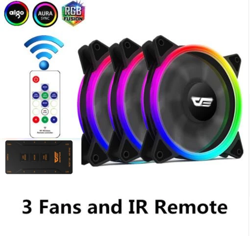 3fans and IR Remote Aigo darkFlash Аутентичные DR12-Pro компьютерный кулер вентилятор охлаждения вентиляторы RGB компьютер PC чехол вентилятор RGB настроить 3 P-5 V AURA SYNC светодиодный 120 мм вентилятор - Цвет лезвия: 3fans and IR Remote