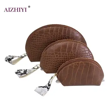 

Female Fashion Casual 3pcs/set Solid Color Alligator Pattern Makeup Bags Women PU Leather Clutch Zipper Phone Money Handbags