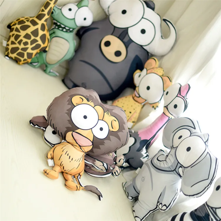 New Hot INS Cartoon Animal Pillow Novelty Funny Kid's Bedroom Decorative Pillows Ultra-soft Plush Toy Cushion Pillow Washable